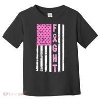 Fight Breast Cancer American Flag Toddler T-Shirt thumb 0