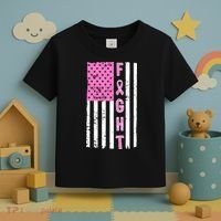 Fight Breast Cancer American Flag Toddler T-Shirt thumb 3