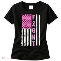 Fight Breast Cancer American Flag Women's T-Shirt thumb 0