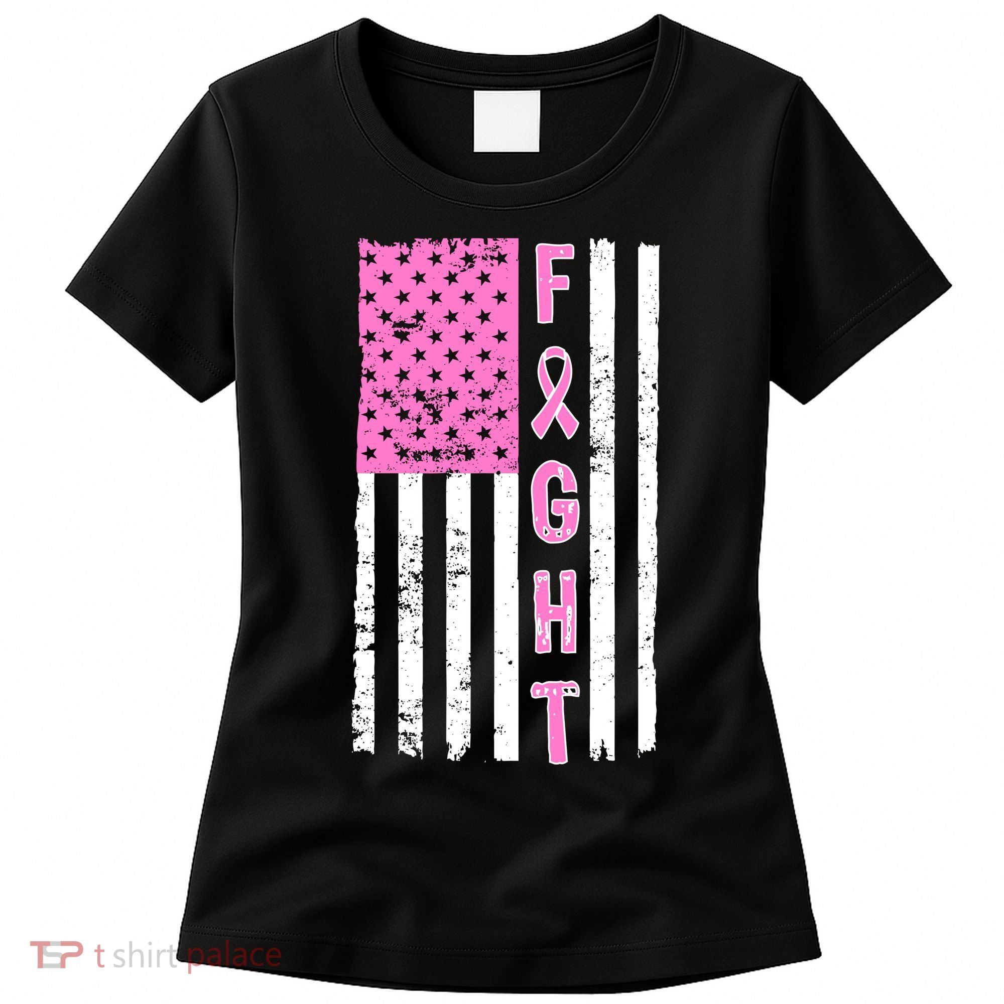 Fight Breast Cancer American Flag Women's T-Shirt