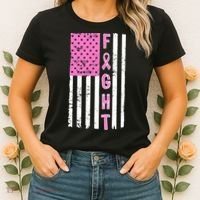 Fight Breast Cancer American Flag Women's T-Shirt thumb 2