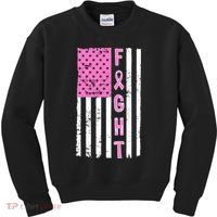 Fight Breast Cancer American Flag Kids Sweatshirt thumb 0