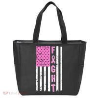 Fight Breast Cancer American Flag Tote Bag thumb 0