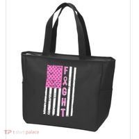 Fight Breast Cancer American Flag Tote Bag thumb 3