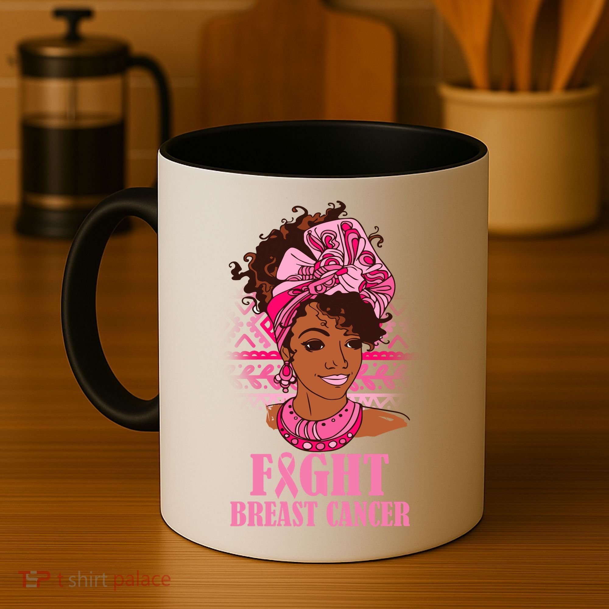 Fight Breast Cancer Awareness African American Coffee Mug