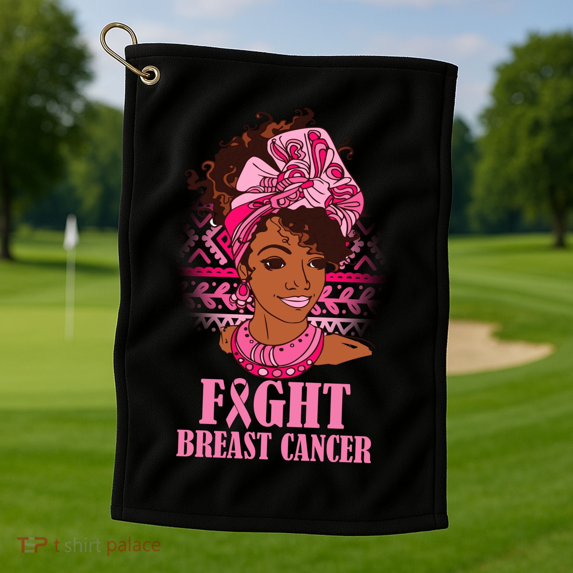 Fight Breast Cancer Awareness African American Golf Towel