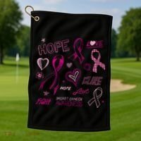 Fight Breast Cancer Awareness Ribbon Golf Towel thumb 1