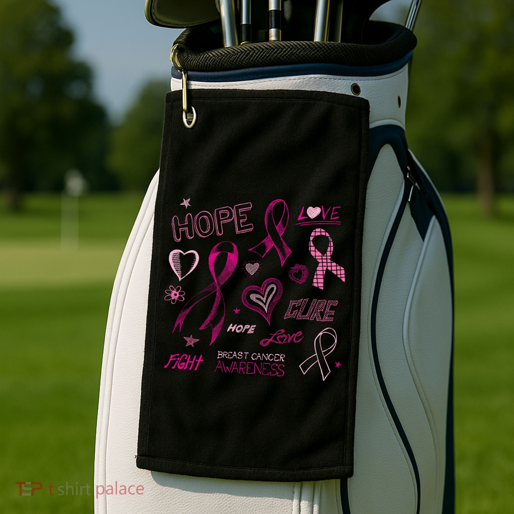 Fight Breast Cancer Awareness Ribbon Golf Towel