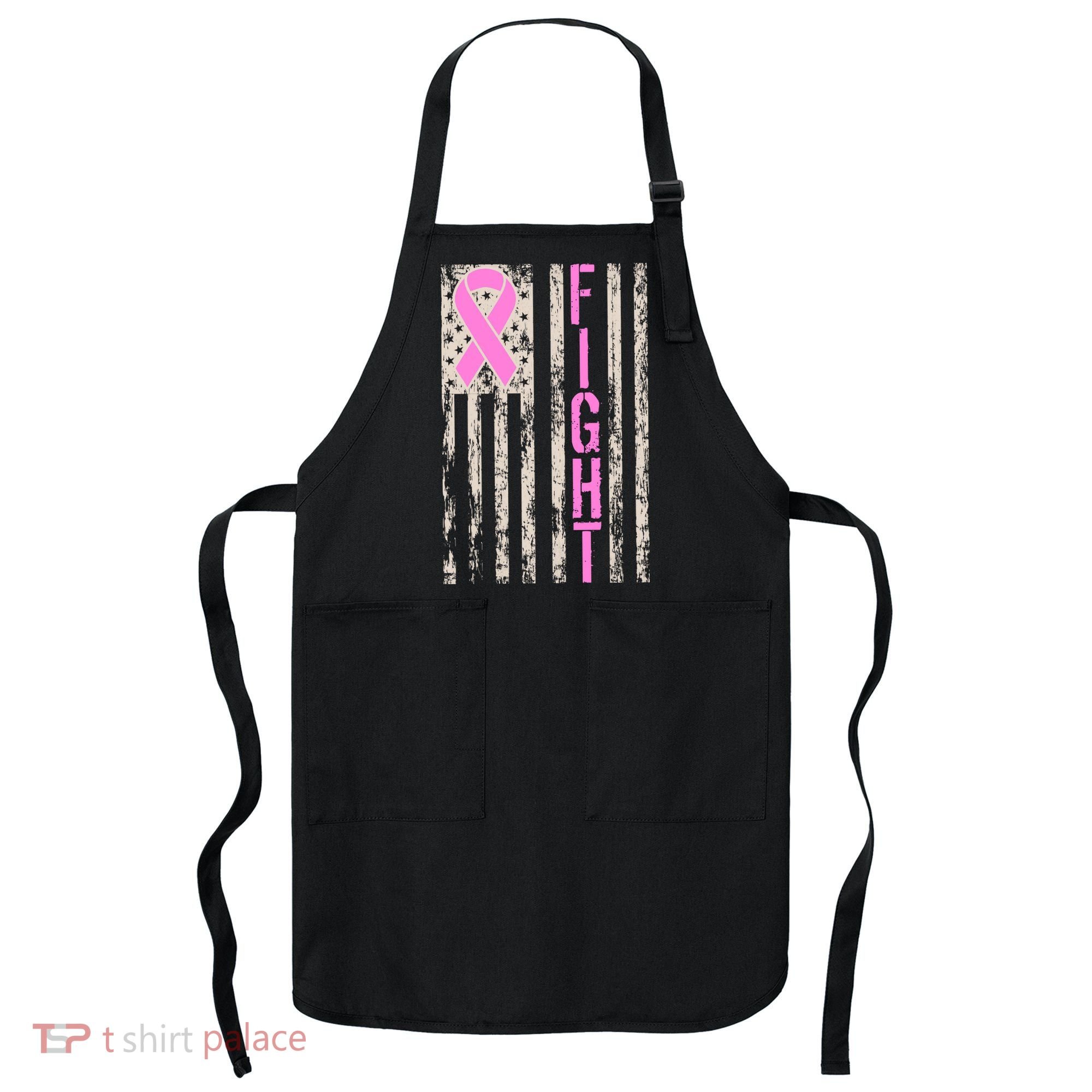 Fight Breast Cancer Awareness USA Flag Ribbon Apron