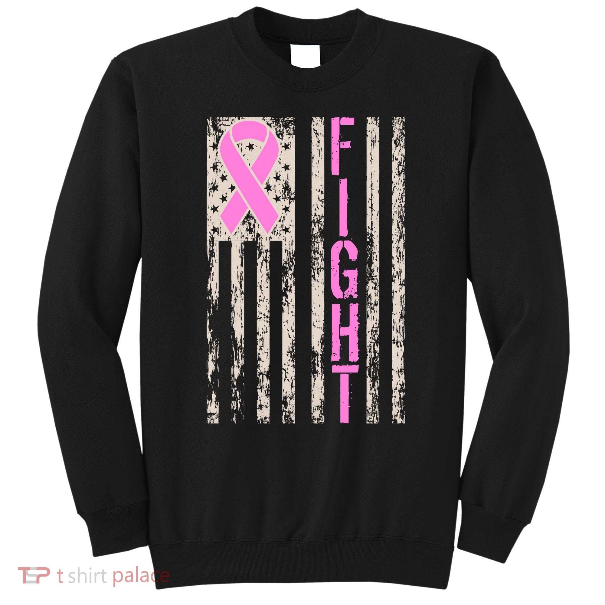 Fight Breast Cancer Awareness USA Flag Ribbon Sweatshirt
