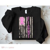 Fight Breast Cancer Awareness USA Flag Ribbon Sweatshirt thumb 2