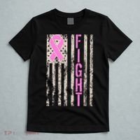 Fight Breast Cancer Awareness USA Flag Ribbon T-Shirt thumb 5