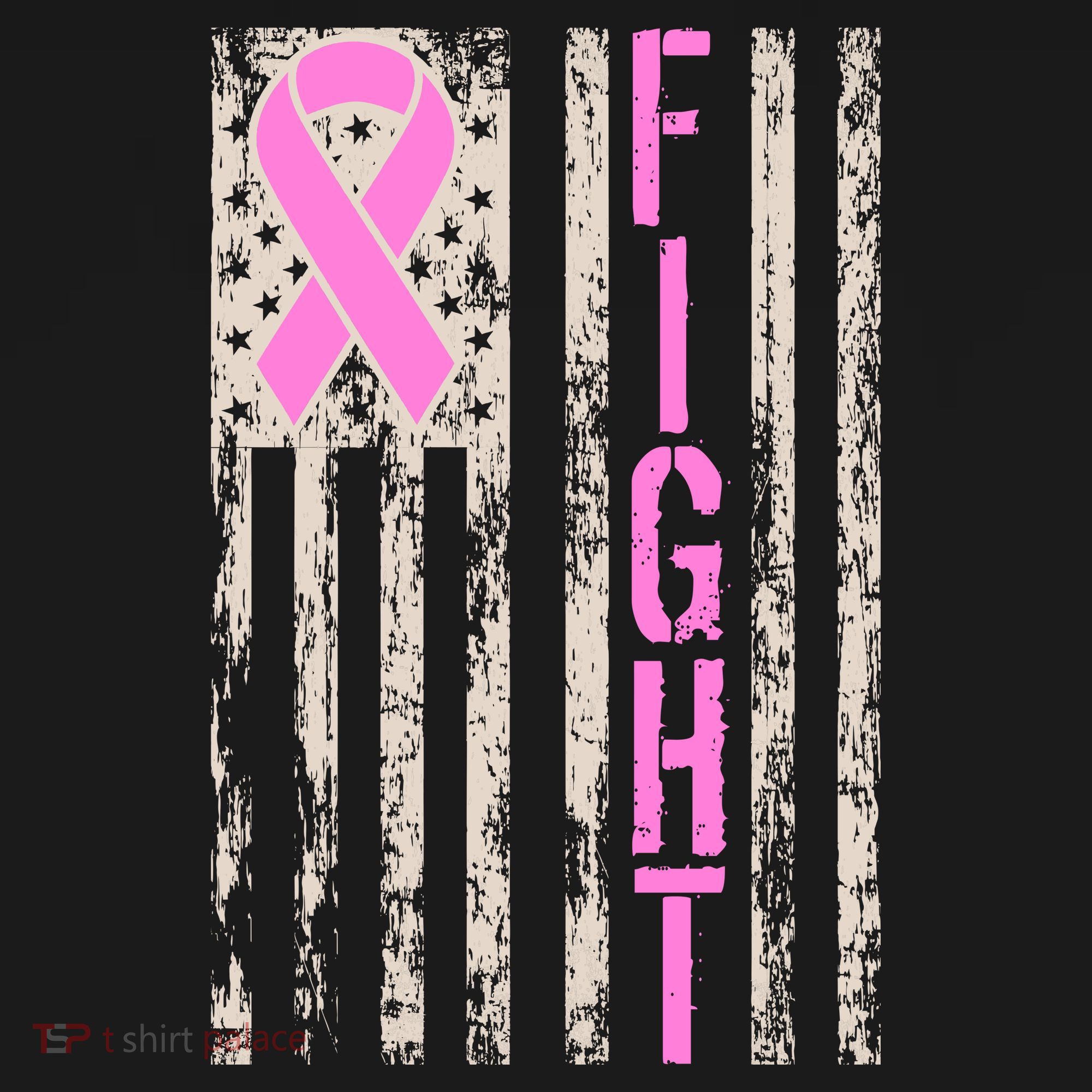 Fight Breast Cancer Awareness USA Flag Ribbon T-Shirt