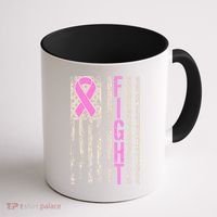Fight Breast Cancer Awareness USA Flag Ribbon Coffee Mug thumb 1