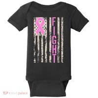 Fight Breast Cancer Awareness USA Flag Ribbon Baby Bodysuit thumb 0