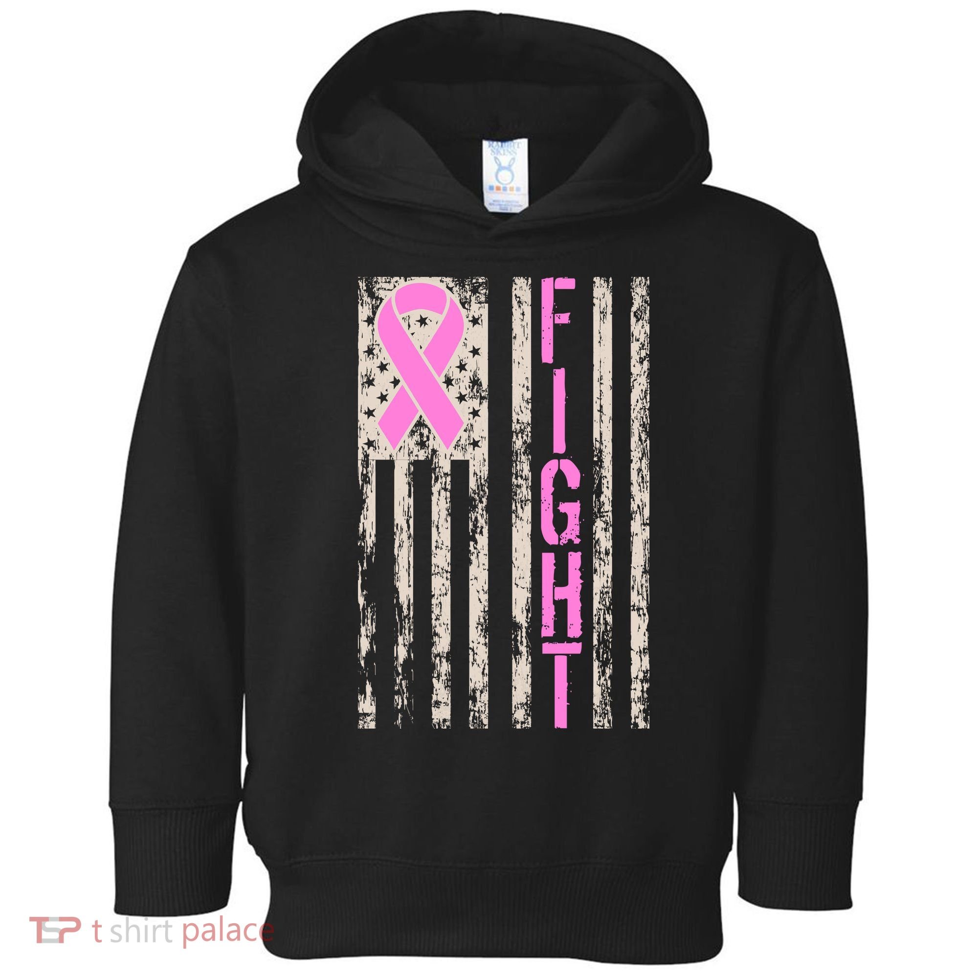 Fight Breast Cancer Awareness USA Flag Ribbon Toddler Hoodie