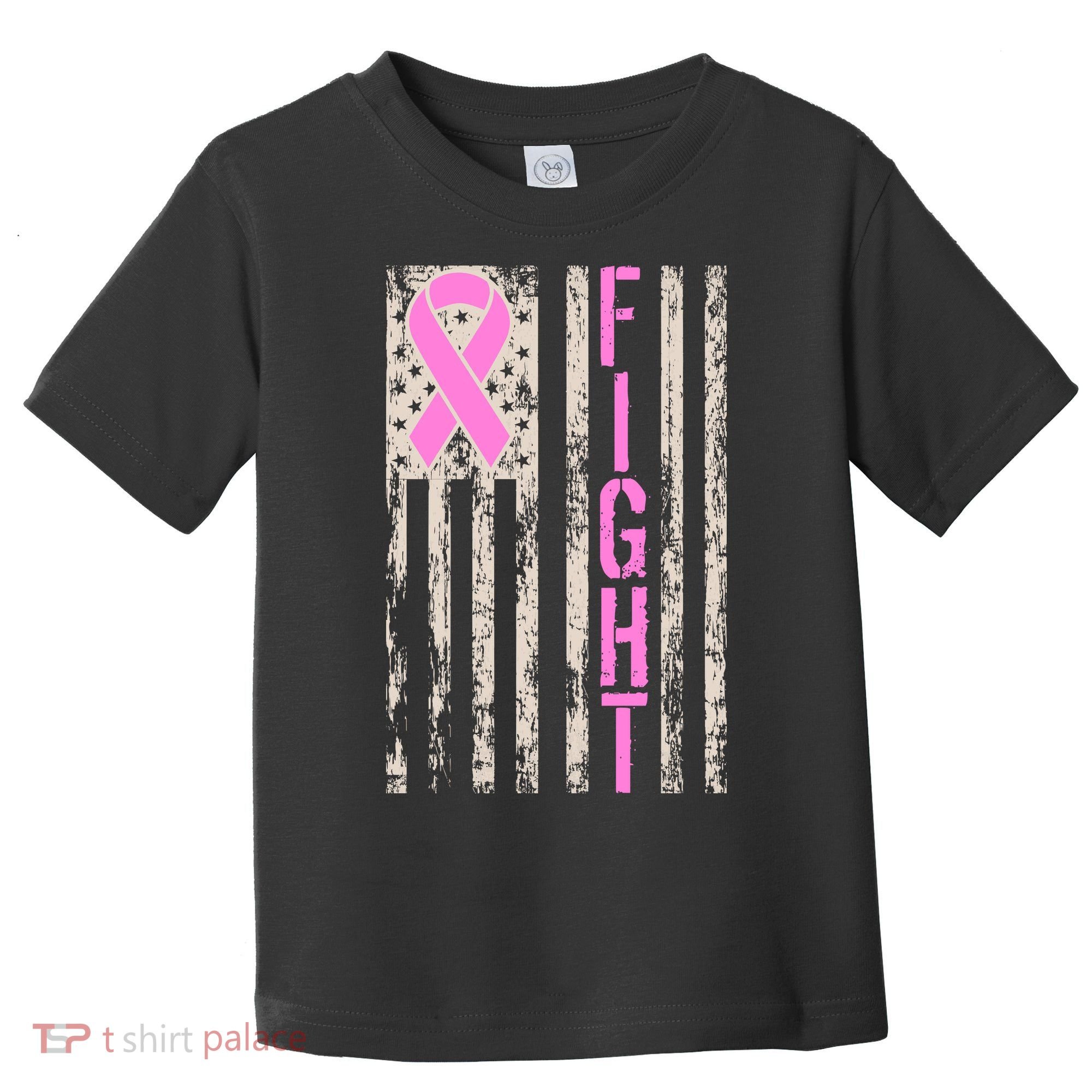 Fight Breast Cancer Awareness USA Flag Ribbon Toddler T-Shirt