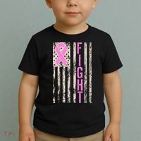 Fight Breast Cancer Awareness USA Flag Ribbon Toddler T-Shirt thumb 2