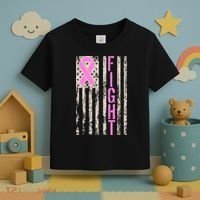 Fight Breast Cancer Awareness USA Flag Ribbon Toddler T-Shirt thumb 3