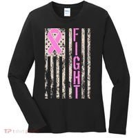 Fight Breast Cancer Awareness USA Flag Ribbon Women's Long Sleeve Shirt thumb 0