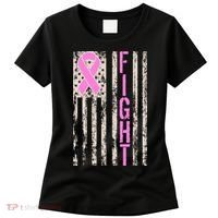 Fight Breast Cancer Awareness USA Flag Ribbon Women's T-Shirt thumb 0
