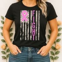 Fight Breast Cancer Awareness USA Flag Ribbon Women's T-Shirt thumb 2