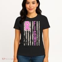 Fight Breast Cancer Awareness USA Flag Ribbon Women's T-Shirt thumb 4