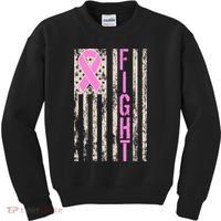 Fight Breast Cancer Awareness USA Flag Ribbon Kids Sweatshirt thumb 0