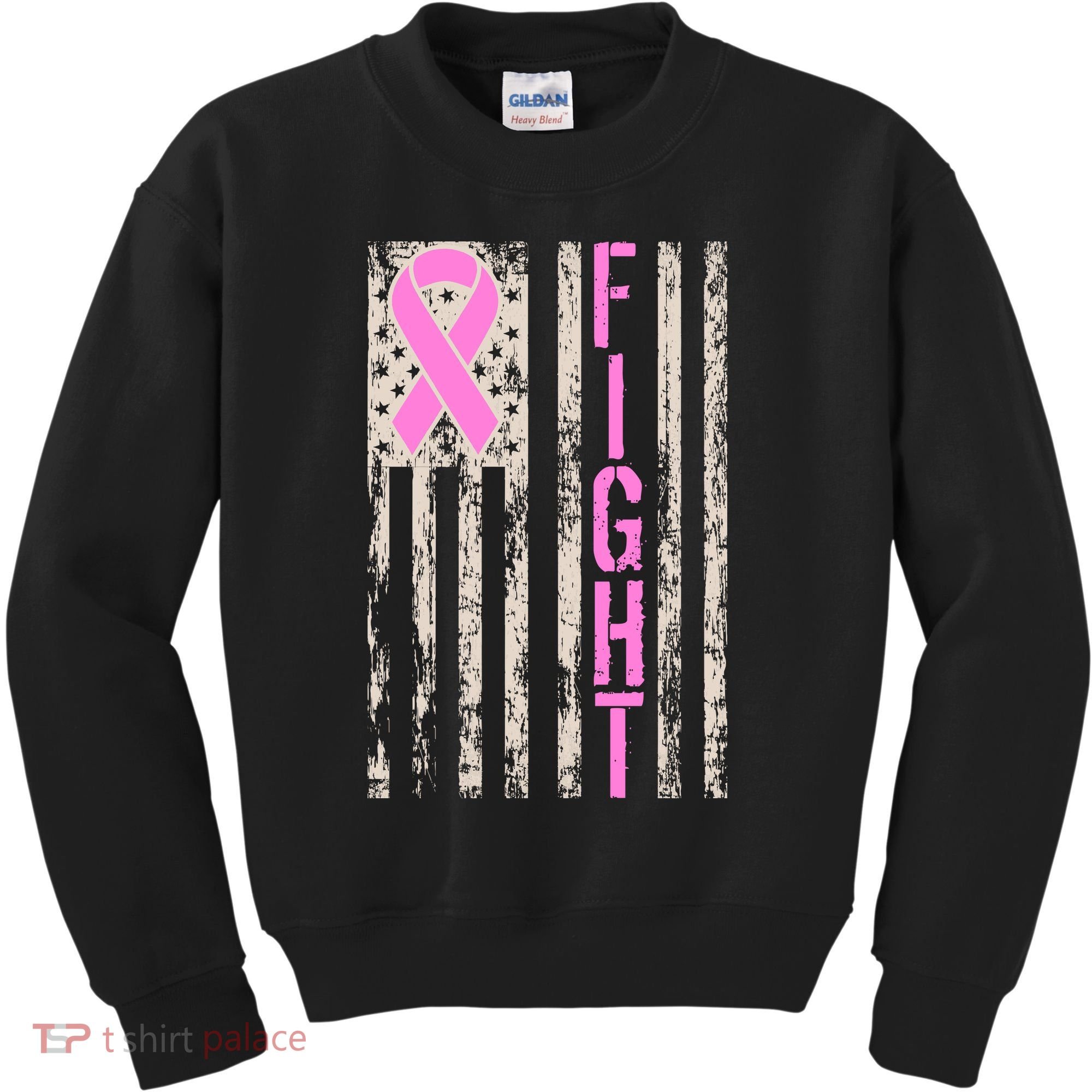 Fight Breast Cancer Awareness USA Flag Ribbon Kids Sweatshirt