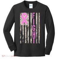 Fight Breast Cancer Awareness USA Flag Ribbon Kids Long Sleeve Shirt thumb 0