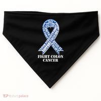 Fight Colon Cancer Resolve Support Faith Blue Ribbon USA-Made Doggie Bandana thumb 0