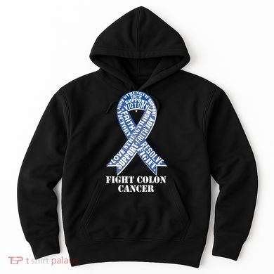 Fight Colon Cancer Resolve Support Faith Blue Ribbon Hoodie
