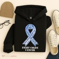 Fight Colon Cancer Resolve Support Faith Blue Ribbon Hoodie thumb 4
