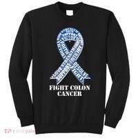 Fight Colon Cancer Resolve Support Faith Blue Ribbon Sweatshirt thumb 0