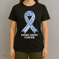 Fight Colon Cancer Resolve Support Faith Blue Ribbon T-Shirt thumb 4
