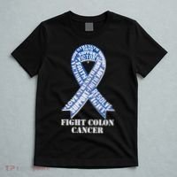 Fight Colon Cancer Resolve Support Faith Blue Ribbon T-Shirt thumb 5