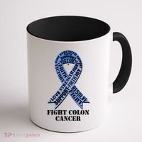 Fight Colon Cancer Resolve Support Faith Blue Ribbon Coffee Mug thumb 1
