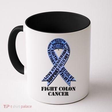 Fight Colon Cancer Resolve Support Faith Blue Ribbon Coffee Mug