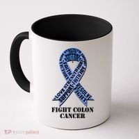 Fight Colon Cancer Resolve Support Faith Blue Ribbon Coffee Mug thumb 0