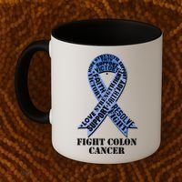 Fight Colon Cancer Resolve Support Faith Blue Ribbon Coffee Mug thumb 2