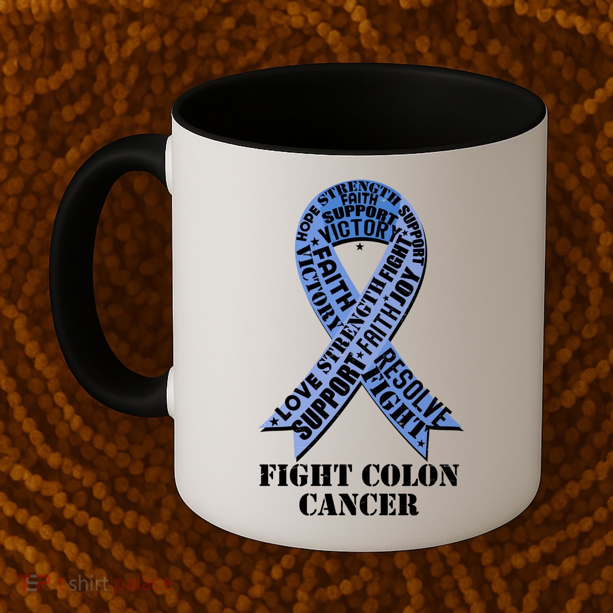 Fight Colon Cancer Resolve Support Faith Blue Ribbon Coffee Mug