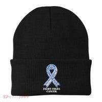 Fight Colon Cancer Resolve Support Faith Blue Ribbon Beanie thumb 0