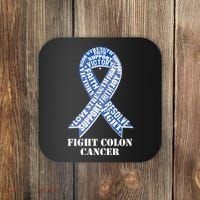 Fight Colon Cancer Resolve Support Faith Blue Ribbon Coaster thumb 0