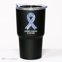 Fight Colon Cancer Resolve Support Faith Blue Ribbon Tumbler thumb 0