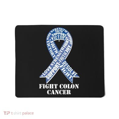 Fight Colon Cancer Resolve Support Faith Blue Ribbon Mousepad