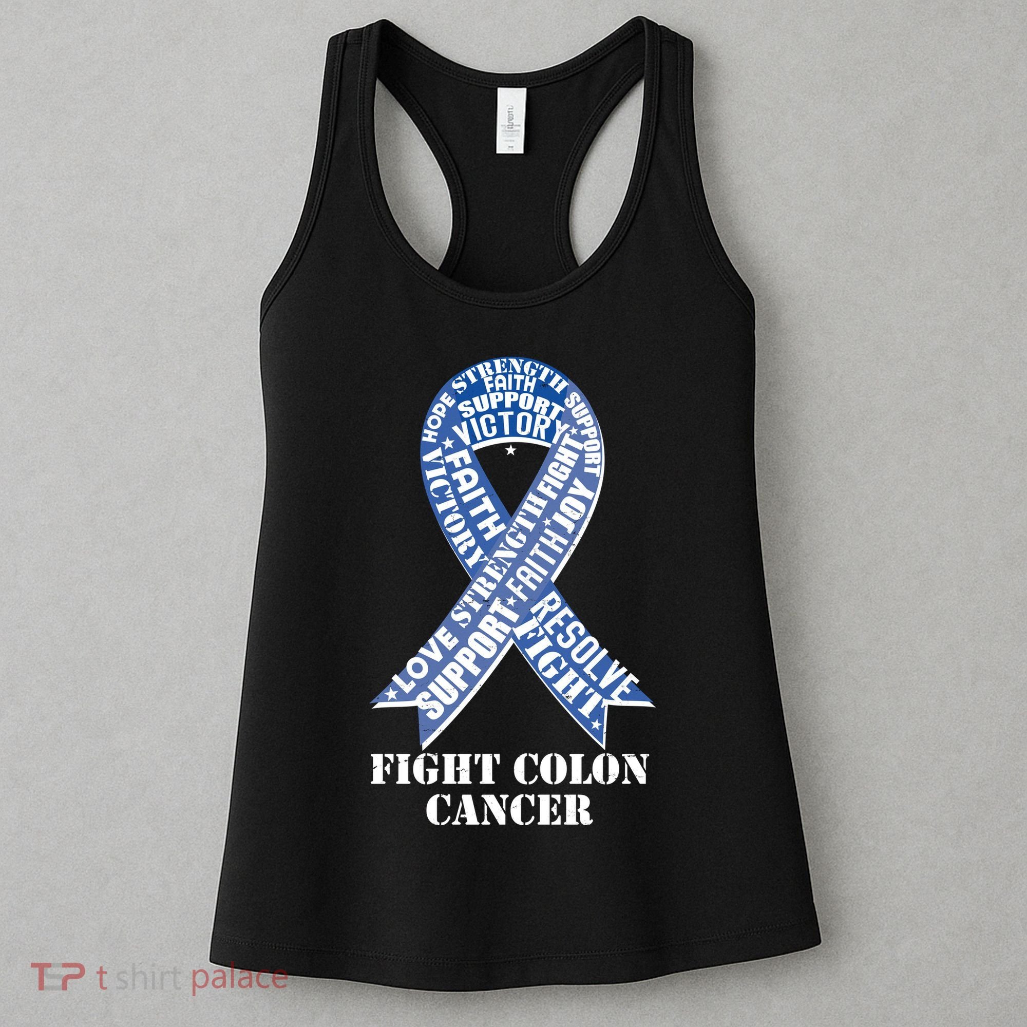 Fight Colon Cancer Resolve Support Faith Blue Ribbon Women's Tank Top