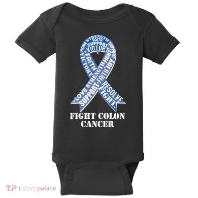 Fight Colon Cancer Resolve Support Faith Blue Ribbon Baby Bodysuit