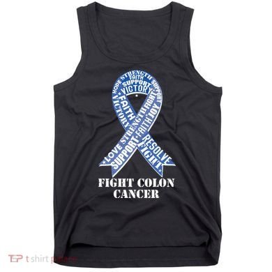 Fight Colon Cancer Resolve Support Faith Blue Ribbon Tank Top