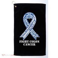 Fight Colon Cancer Resolve Support Faith Blue Ribbon Golf Towel thumb 0