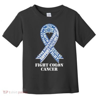 Fight Colon Cancer Resolve Support Faith Blue Ribbon Toddler T-Shirt